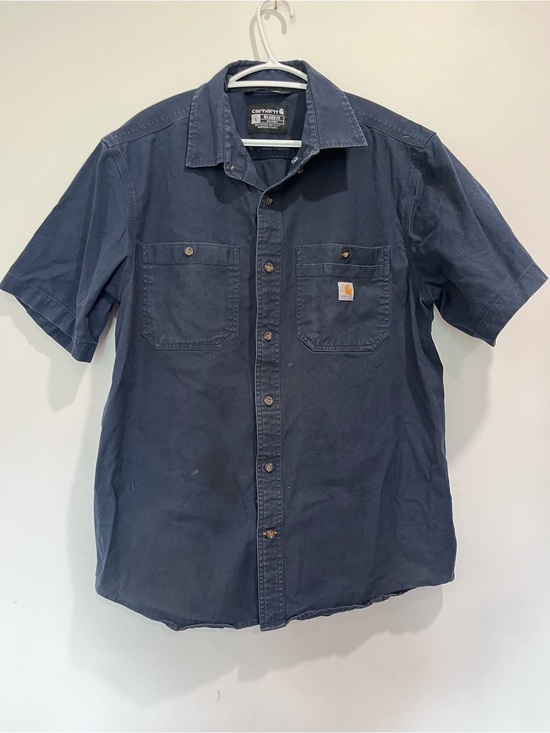 Carhartt Other - Carhartt Rugged Flex Rigby Short Sleeve Work Shirt Button Front Navy Blue Size L